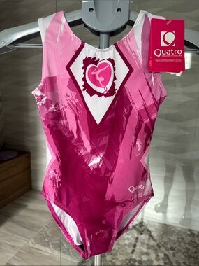 Girls' Quatro Kupets Invitational Breast Cancer Awareness Leotard YL